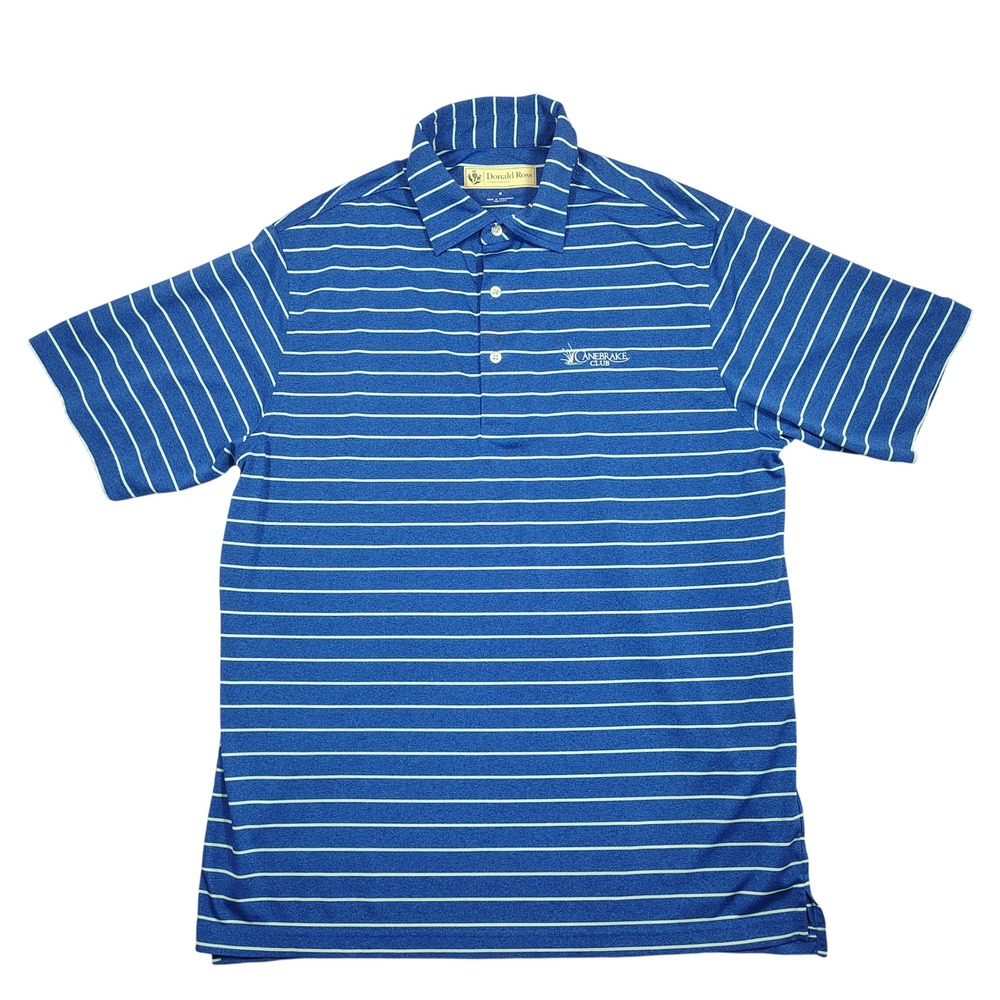 Donald Ross Polo Shirt Mens M Blue‎ Canebrake Club Striped Polyester Sportswear